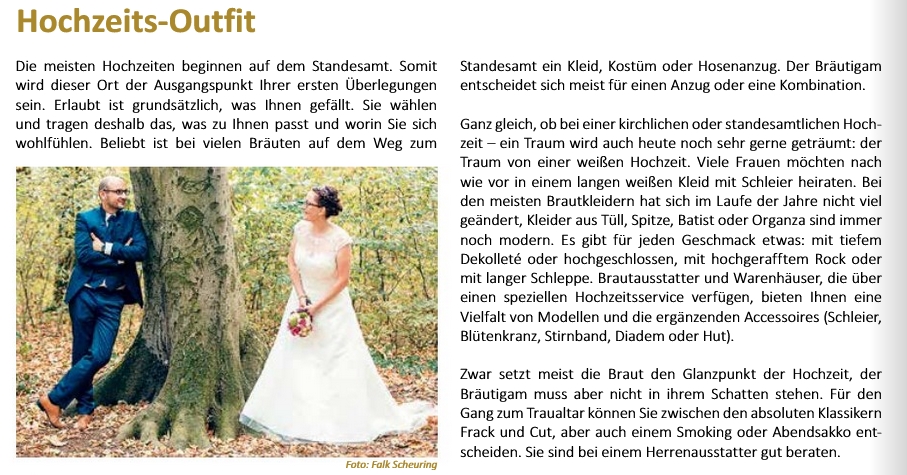 Neue Hochzeitsbroschüre inklusive Hochzeitsfotografie Falk Scheuring